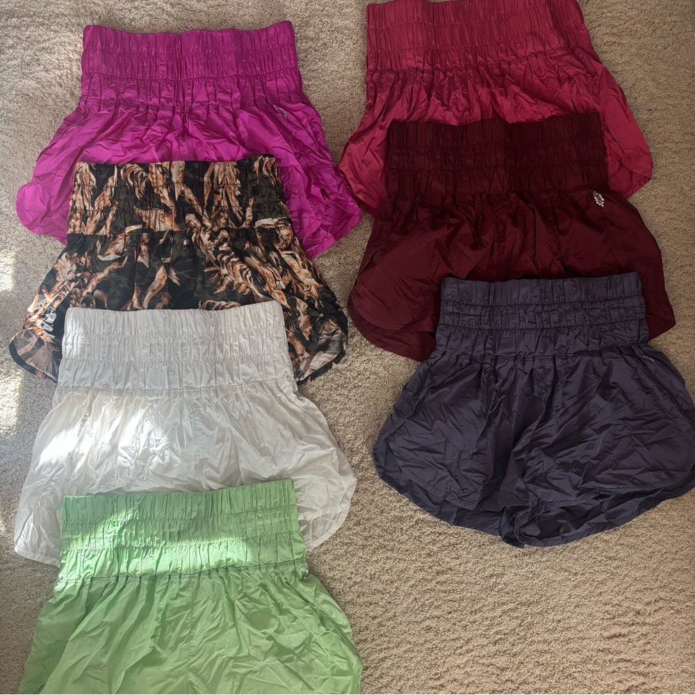 7 SET BUNDLE!!! FREE PEOPLE MVMT THE WAY HOME SHORTS. ALL SIZE MEDIUM 🩷❤️🧡💛💚🩵💙